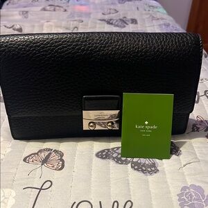 Kate Spade Black Pebbled Leather Wristlet